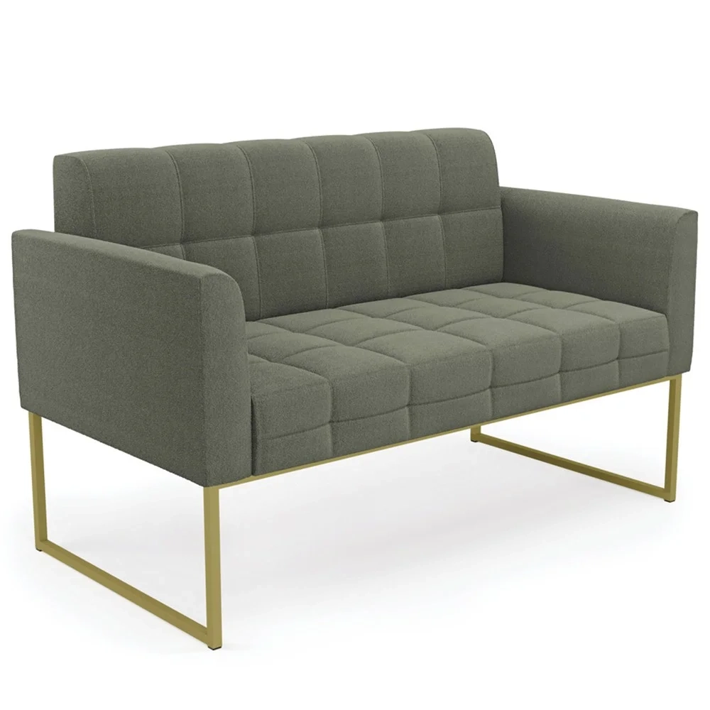 Namoradeira e 2 Poltronas Industrial Dourado Ana Boucle Menta - Ibiza