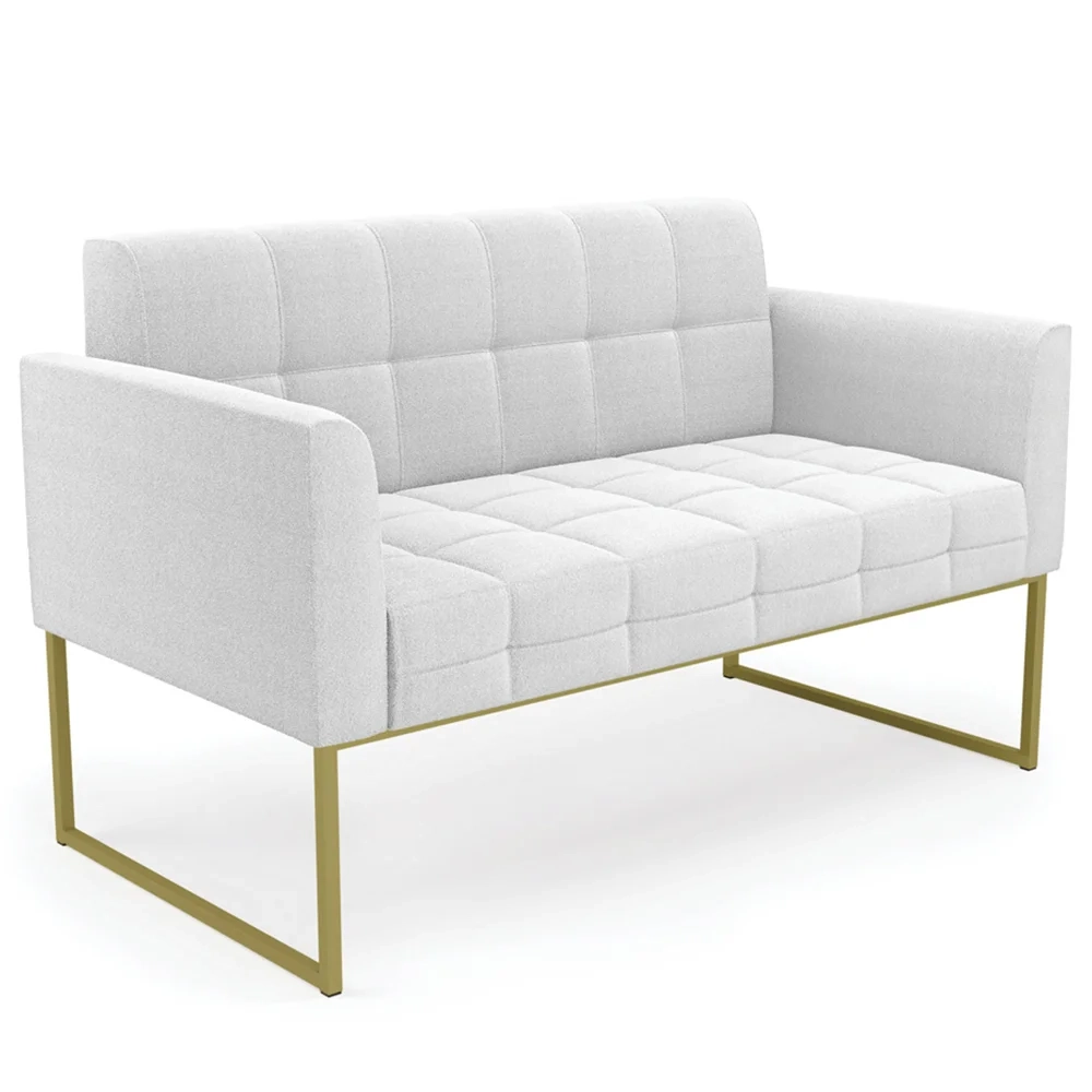 Namoradeira e 2 Poltronas Industrial Dourado Ana Boucle Off - Ibiza