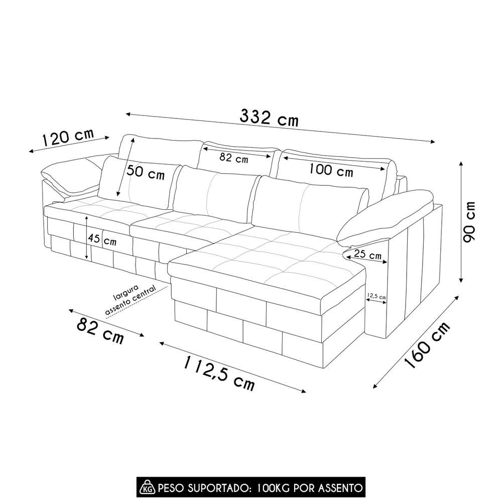 Sofá Retrátil 4 Lugares Para Sala 332cm Dijon Couro Creme S07 - Mpozenato