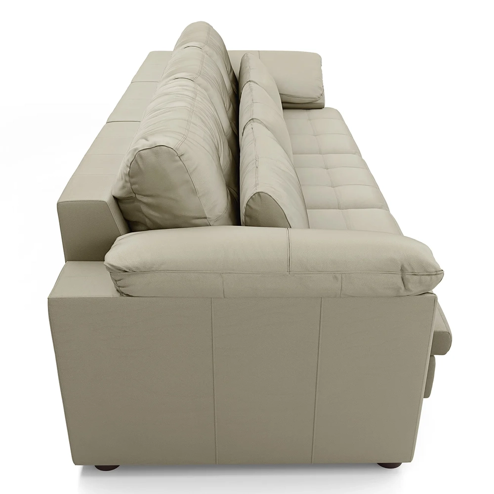 Sofá Retrátil 4 Lugares Para Sala 332cm Dijon Couro Creme S07 - Mpozenato