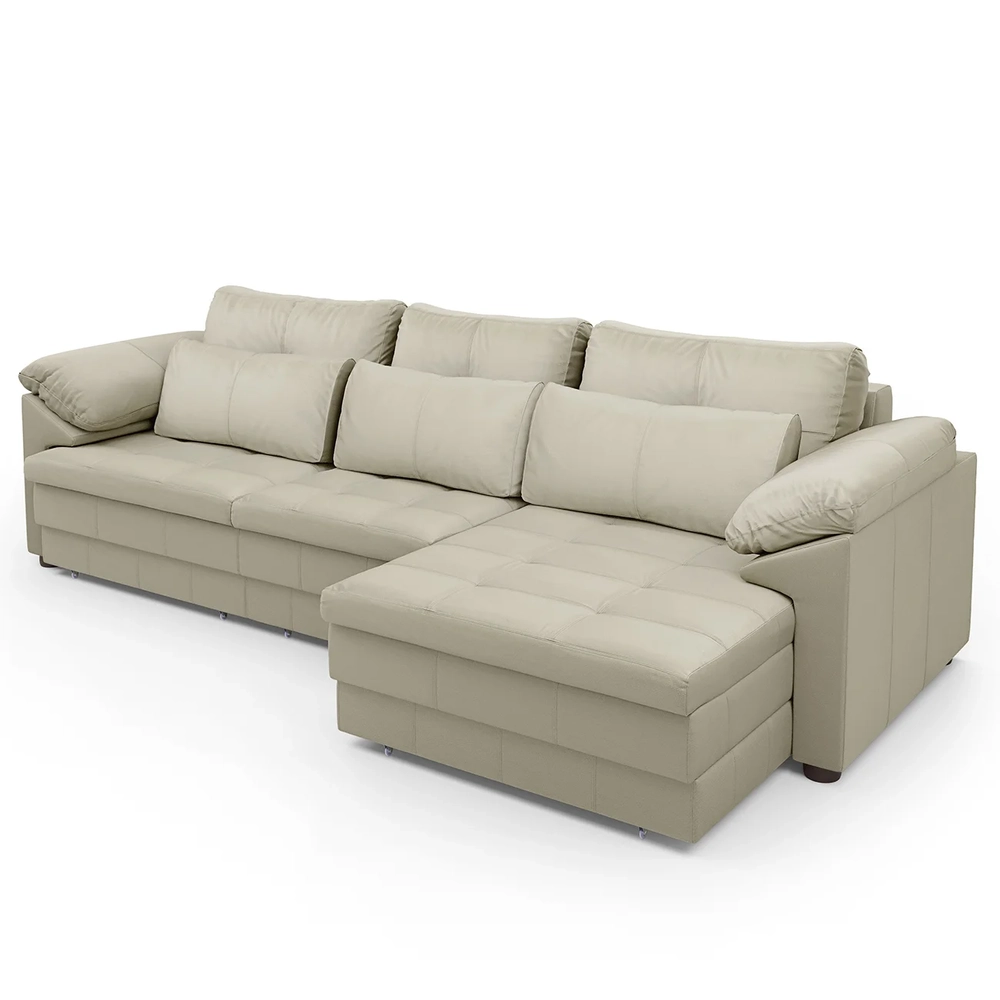 Sofá Retrátil 4 Lugares Para Sala 332cm Dijon Couro Creme S07 - Mpozenato