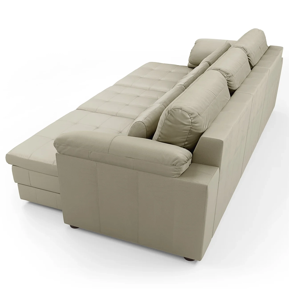 Sofá Retrátil 4 Lugares Para Sala 332cm Dijon Couro Creme S07 - Mpozenato