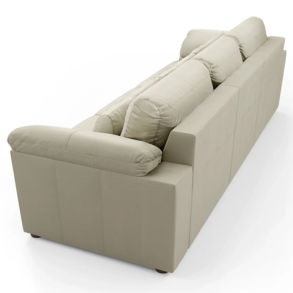 Sofá Retrátil 4 Lugares Para Sala 332cm Dijon Couro Creme S07 - Mpozenato