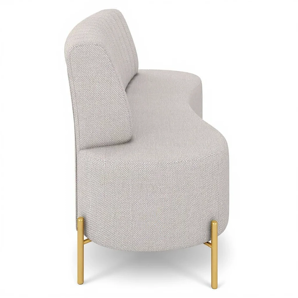 Sofá 2 Lugares 135cm Pés Aço Dourado Tamar Linho Areia Z08  - Mpozenato