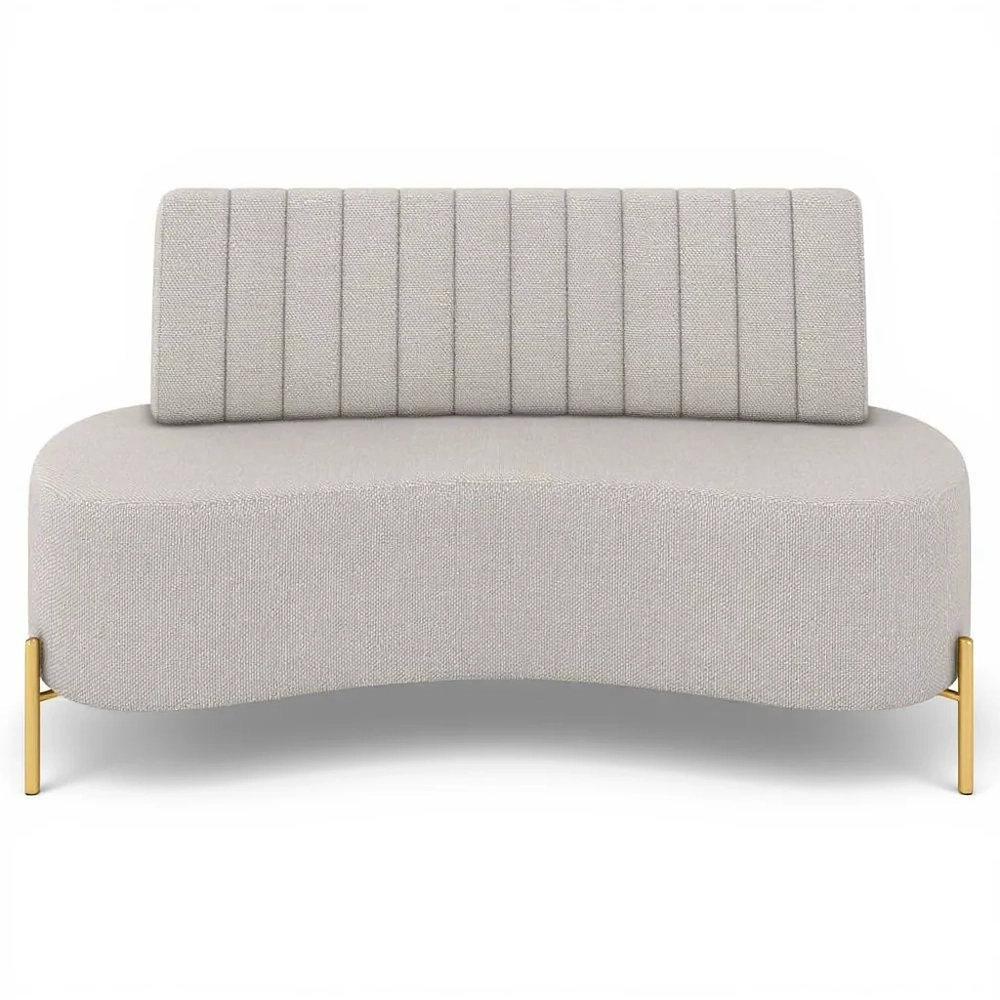 Sofá 2 Lugares 135cm Pés Aço Dourado Tamar Linho Areia Z08  - Mpozenato