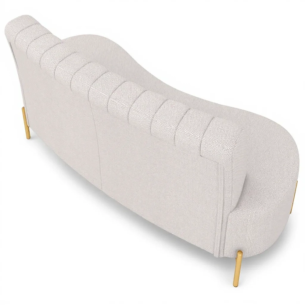 Sofá 2 Lugares 135cm Pés Aço Dourado Tamar Linho Bege Z08   - Mpozenato