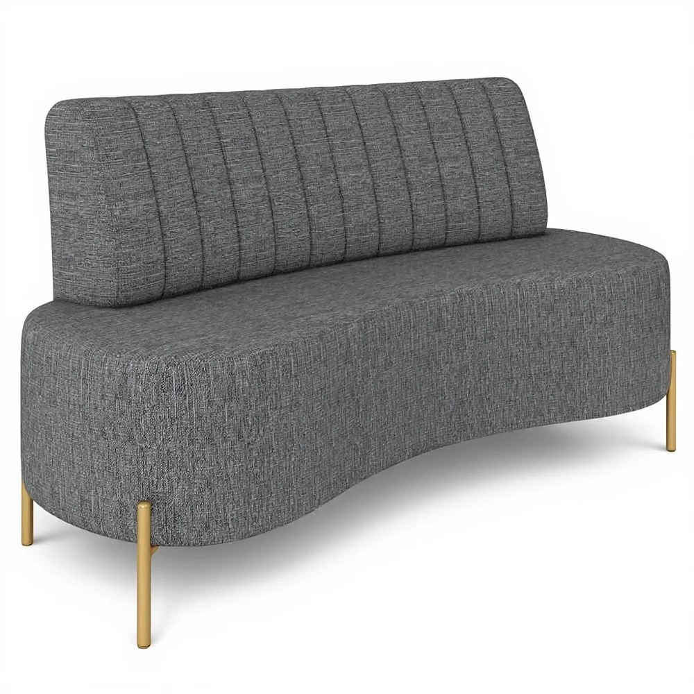 Sofá 2 Lugares 135cm Pés Aço Dourado Tamar Linho Grafite Z08 - Mpozenato