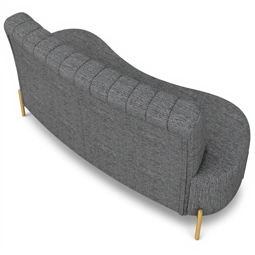 Sofá 2 Lugares 135cm Pés Aço Dourado Tamar Linho Grafite Z08 - Mpozenato