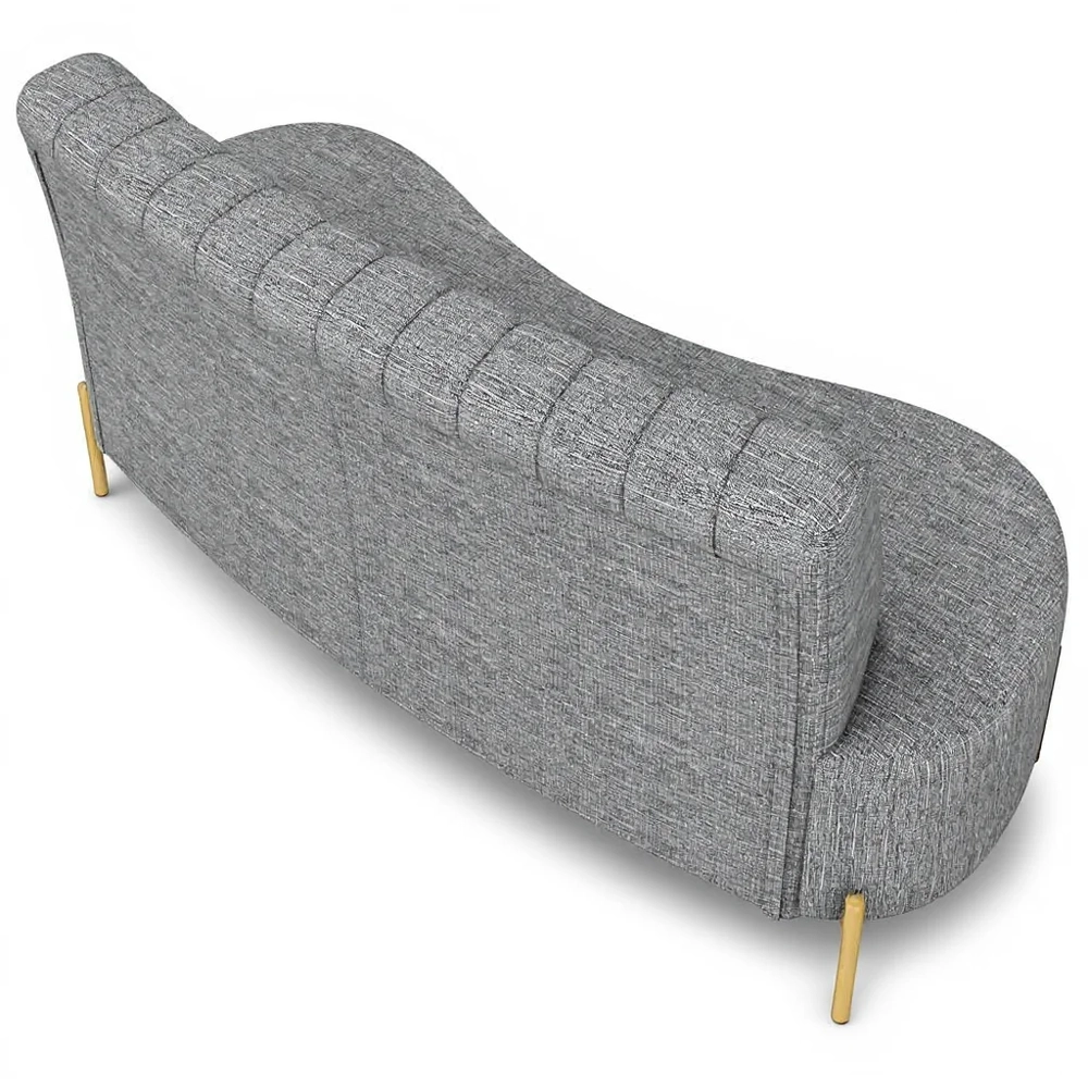 Sofá 2 Lugares 135cm Pés Aço Dourado Tamar Linho Cinza Z08  - Mpozenato