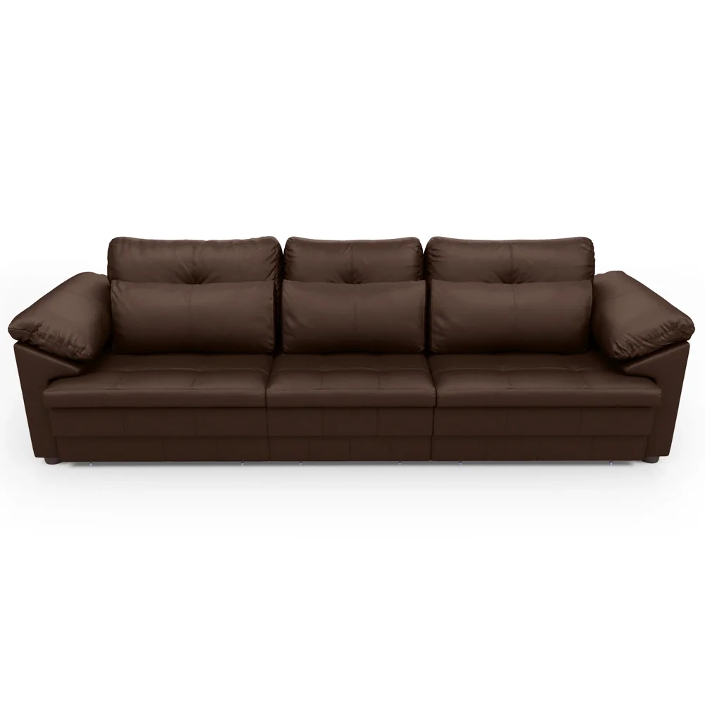 Sofá Retrátil 4 Lugares Para Sala 332cm Dijon Couro Caramelo S07 - Mpozenato