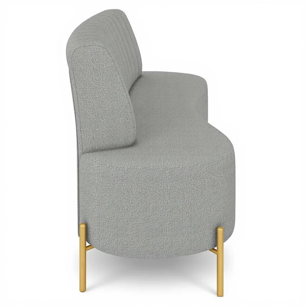 Sofá 2 Lugares 135cm Pés Aço Dourado Tamar Boucle Cinza Z08 - Mpozenato