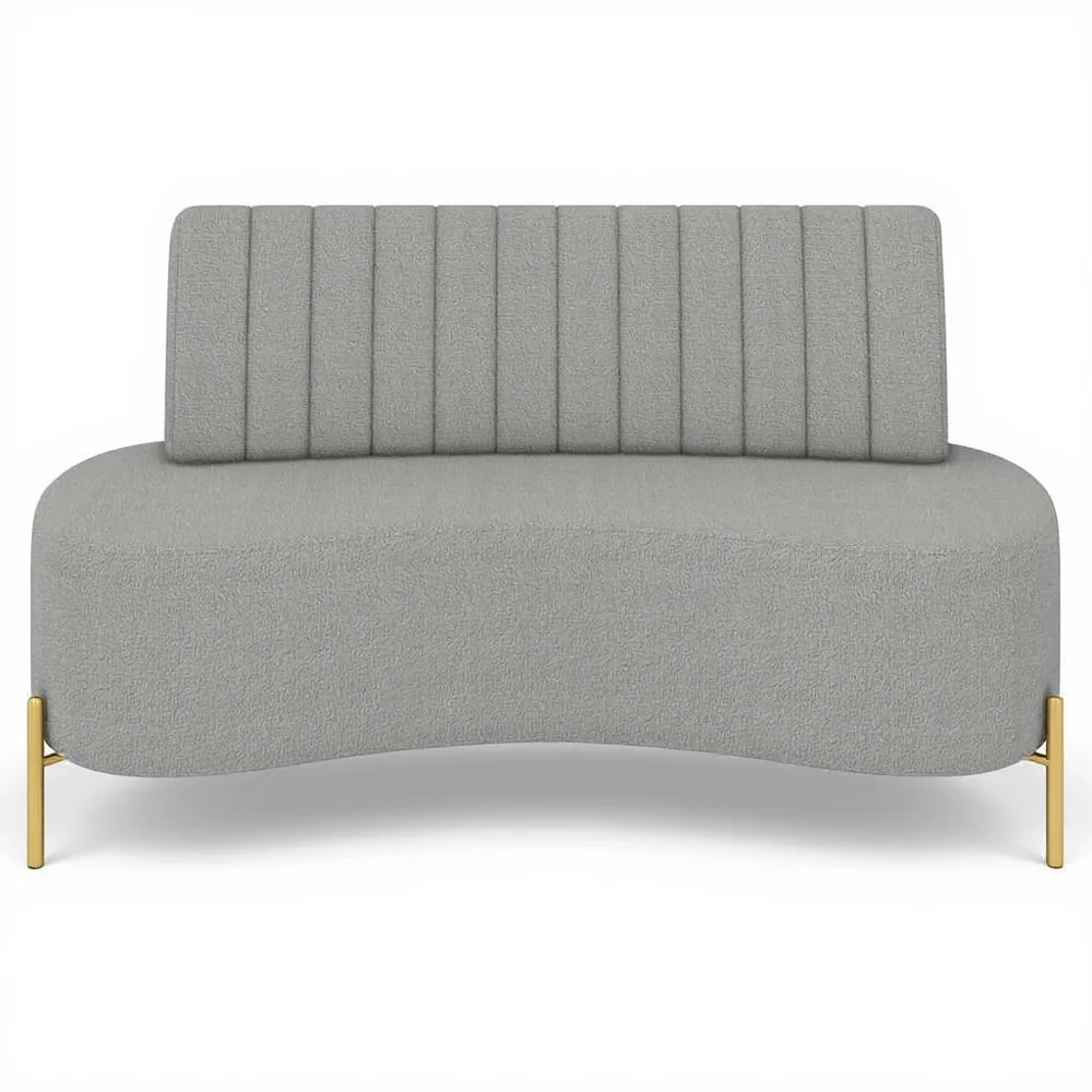 Sofá 2 Lugares 135cm Pés Aço Dourado Tamar Boucle Cinza Z08 - Mpozenato