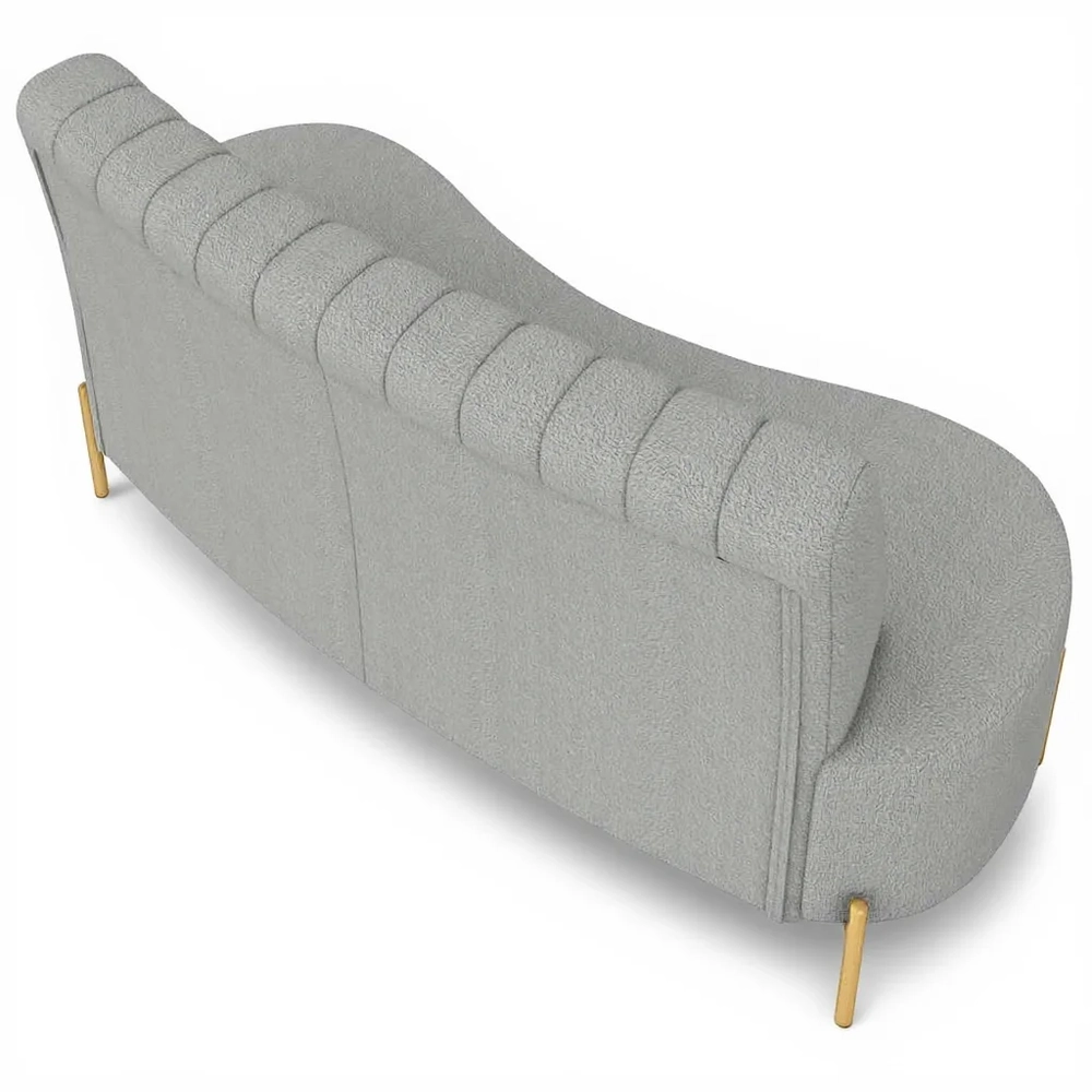 Sofá 2 Lugares 135cm Pés Aço Dourado Tamar Boucle Cinza Z08 - Mpozenato