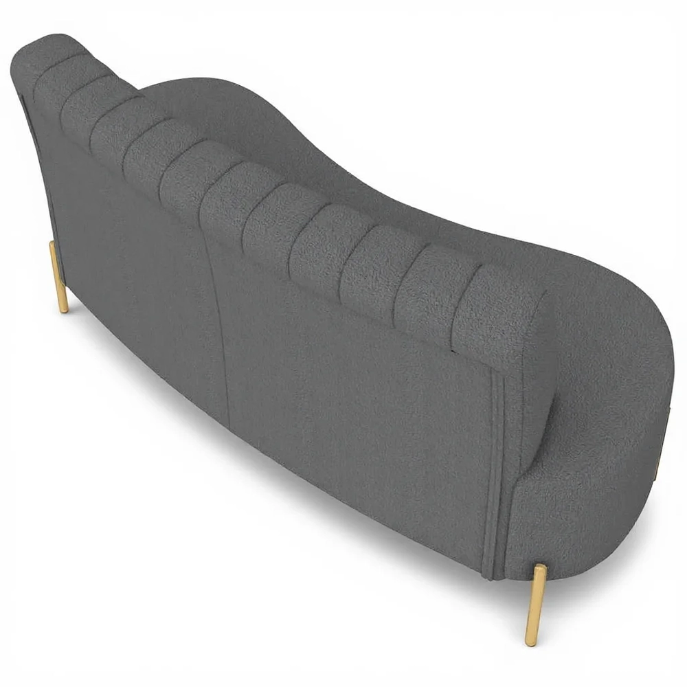 Sofá 2 Lugares 135cm Pés Aço Dourado Tamar Boucle Grafite Z08 - Mpozenato