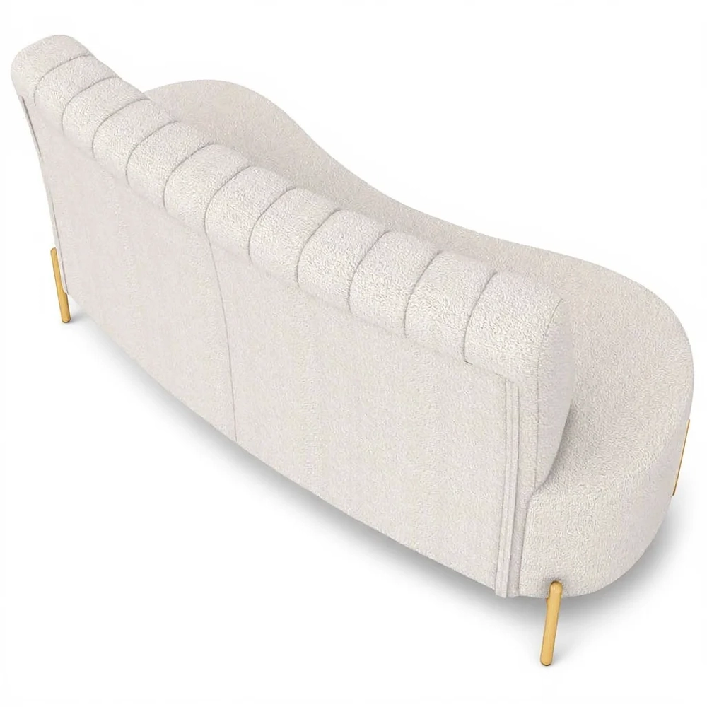 Sofá 2 Lugares 135cm Pés Aço Dourado Tamar Boucle Bege Z08  - Mpozenato