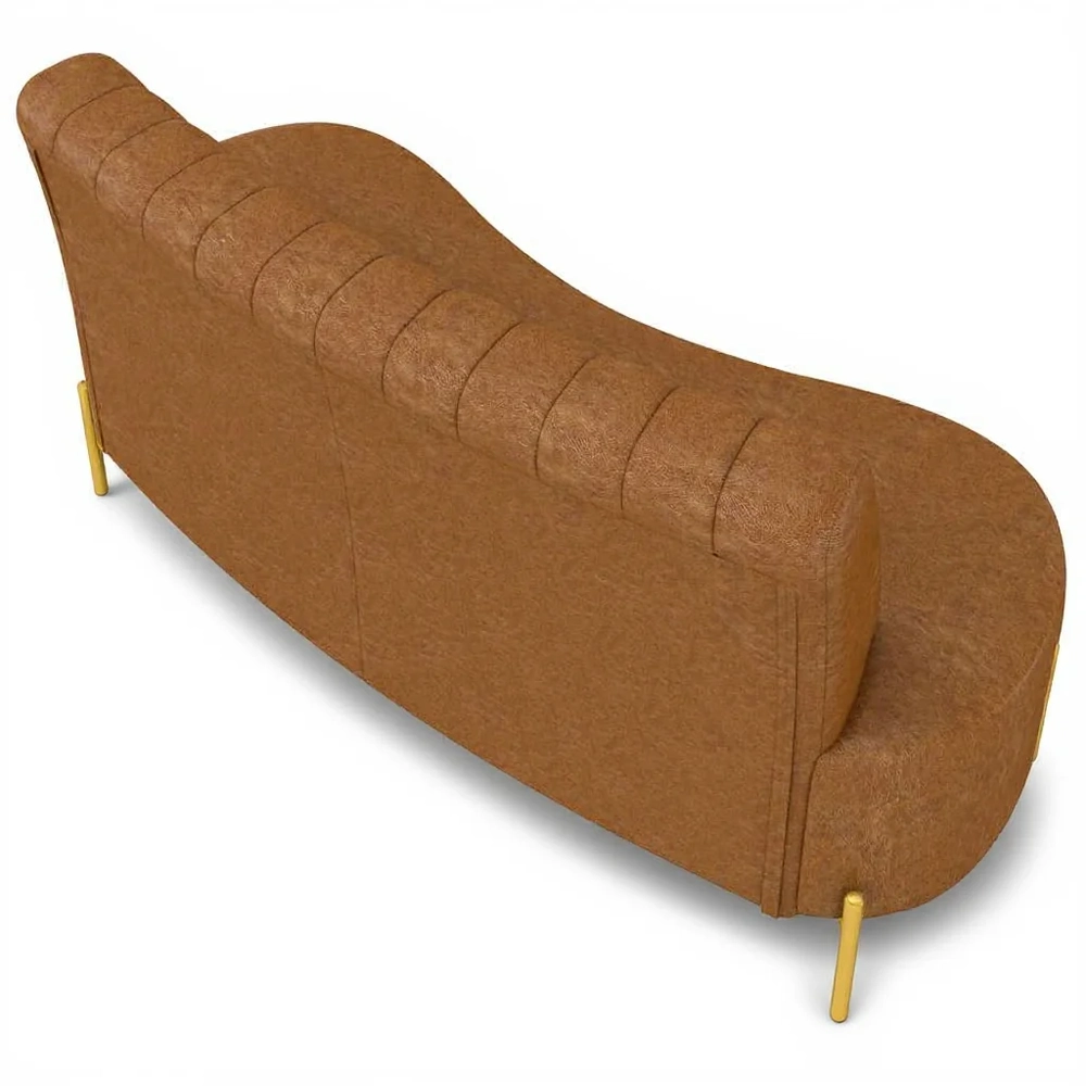 Sofá 2 Lugares 135cm Pés Aço Dourado Tamar Sintético Camel Z08 - Mpozenato