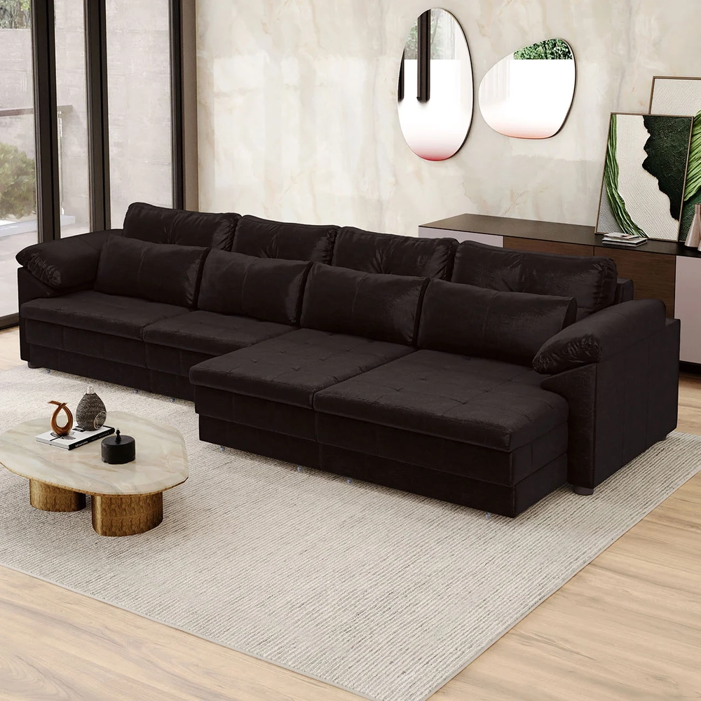 Sofá Retrátil 4 Lugares Para Sala 339cm Dijon Couro Bordô S07 - Mpozenato