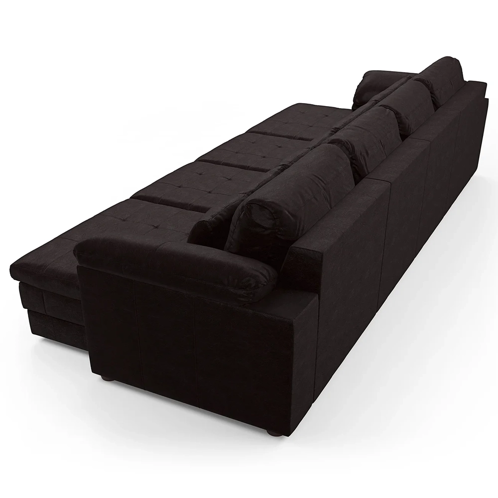 Sofá Retrátil 4 Lugares Para Sala 339cm Dijon Couro Bordô S07 - Mpozenato