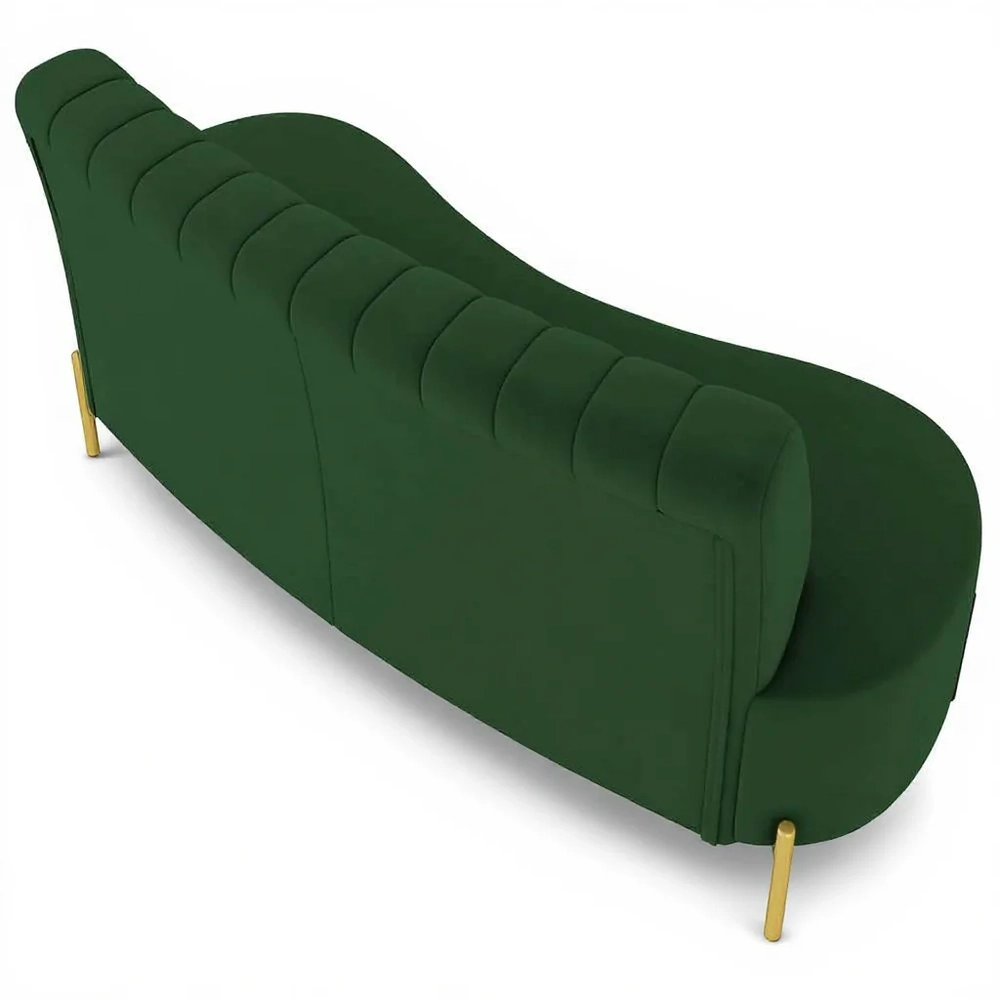 Sofá 2 Lugares 160cm Pés Aço Dourado Tamar Veludo Verde Z08 - Mpozenato