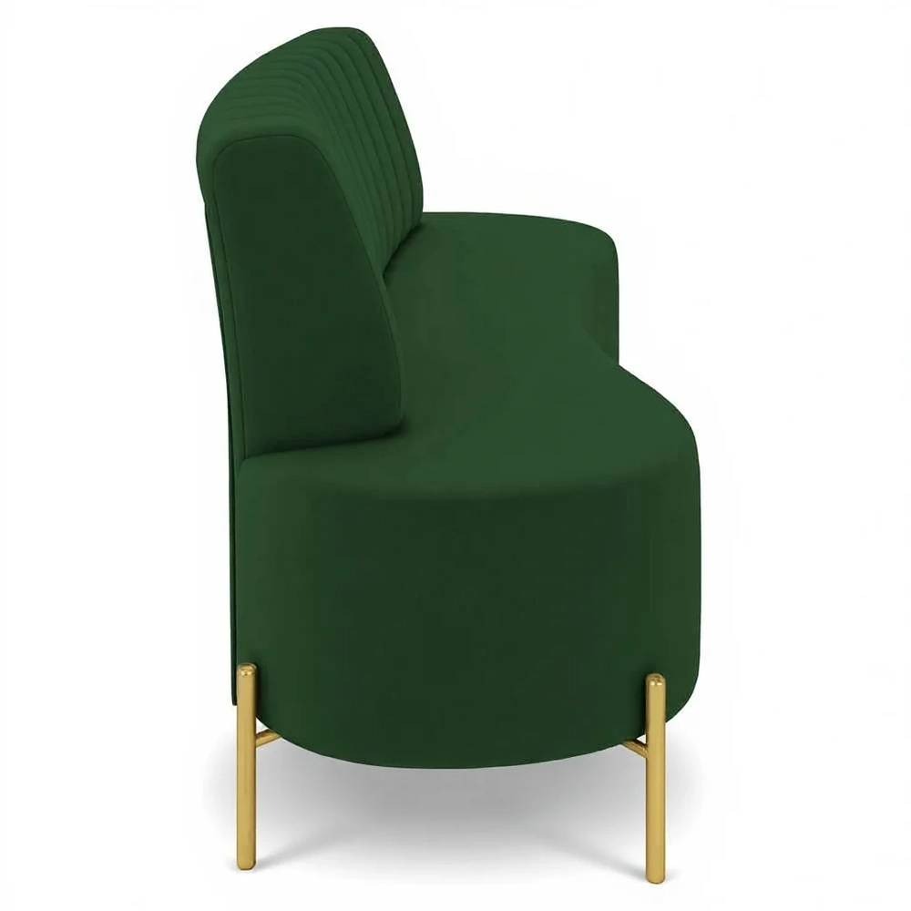 Sofá 2 Lugares 160cm Pés Aço Dourado Tamar Veludo Verde Z08 - Mpozenato