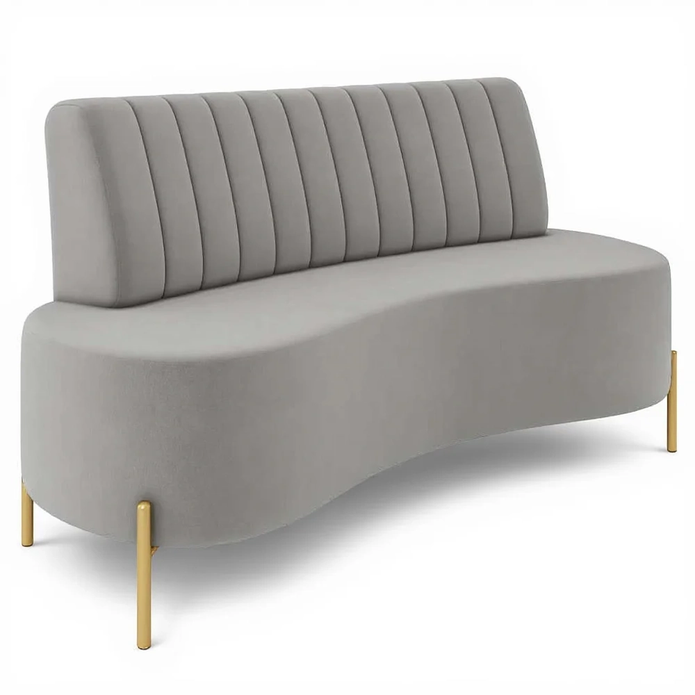 Sofá 2 Lugares 160cm Pés Aço Dourado Tamar Veludo Cinza Z08 - Mpozenato