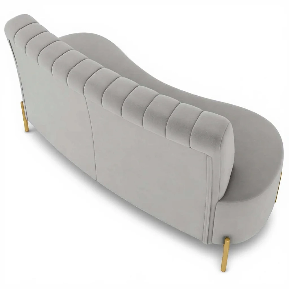 Sofá 2 Lugares 160cm Pés Aço Dourado Tamar Veludo Cinza Z08 - Mpozenato