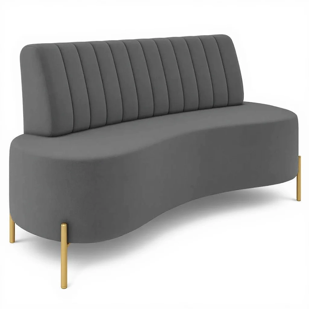 Sofá 2 Lugares 160cm Pés Aço Dourado Tamar Veludo Grafite Z08 - Mpozenato