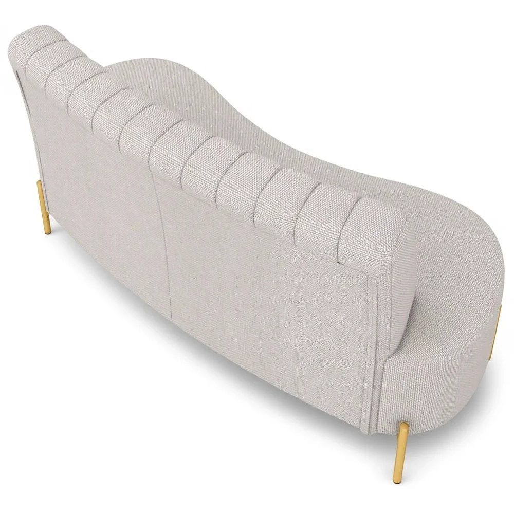 Sofá 2 Lugares 160cm Pés Aço Dourado Tamar Linho Areia Z08  - Mpozenato