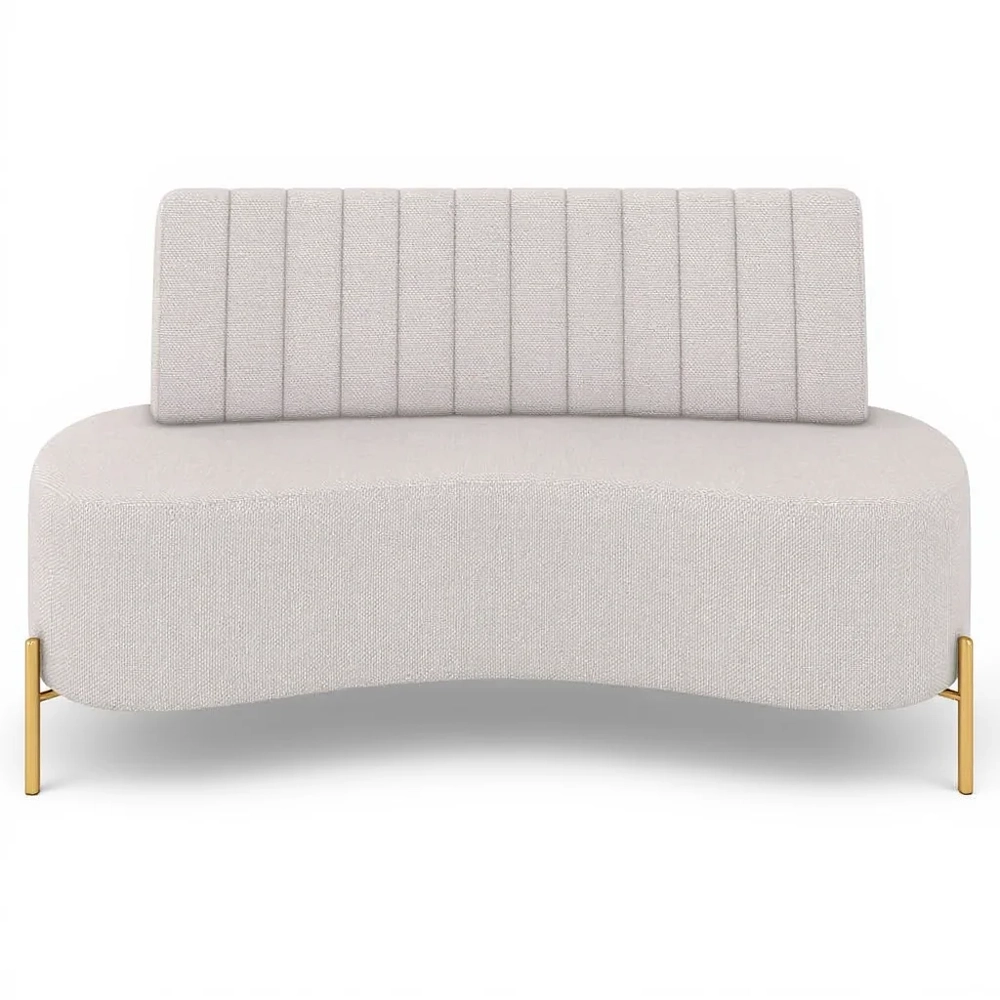 Sofá 2 Lugares 160cm Pés Aço Dourado Tamar Linho Bege Z08   - Mpozenato