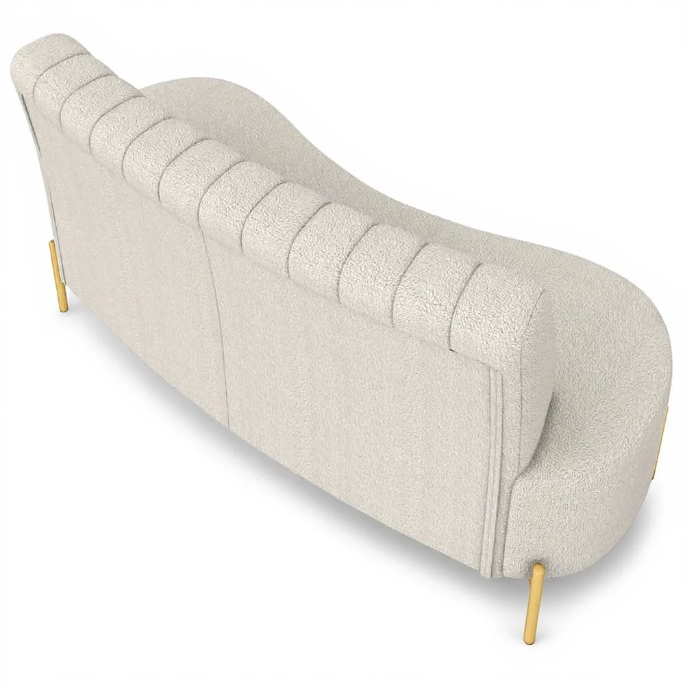 Sofá 2 Lugares 160cm Pés Aço Dourado Tamar Boucle Areia Z08 - Mpozenato