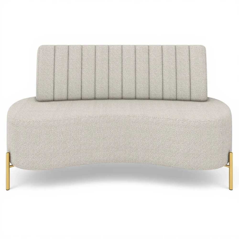 Sofá 2 Lugares 160cm Pés Aço Dourado Tamar Boucle Areia Z08 - Mpozenato