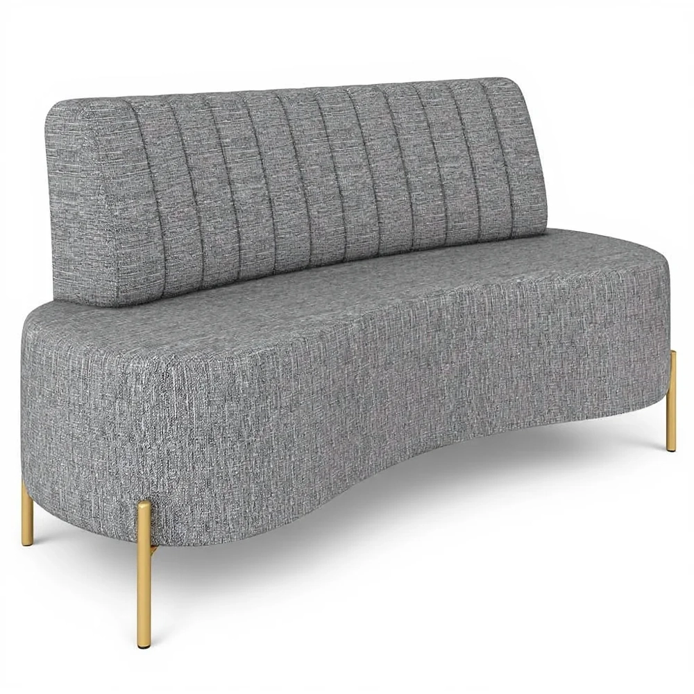 Sofá 2 Lugares 160cm Pés Aço Dourado Tamar Linho Cinza Z08  - Mpozenato
