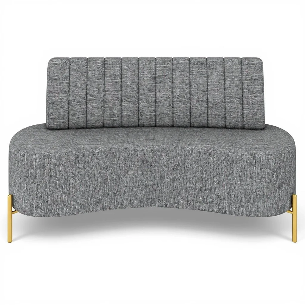 Sofá 2 Lugares 160cm Pés Aço Dourado Tamar Linho Cinza Z08  - Mpozenato