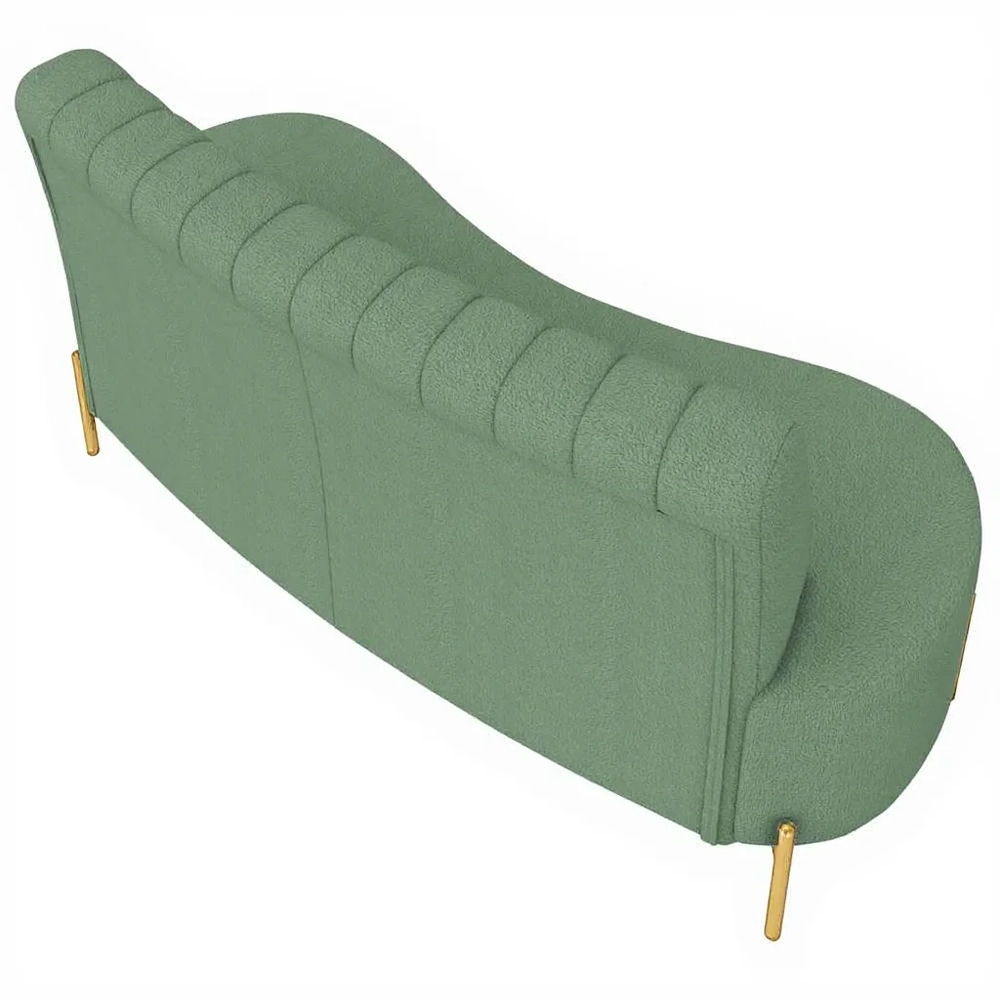 Sofá 2 Lugares 160cm Pés Aço Dourado Tamar Boucle Verde Z08 - Mpozenato