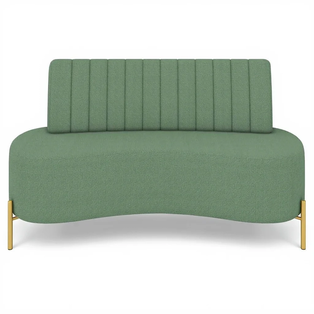 Sofá 2 Lugares 160cm Pés Aço Dourado Tamar Boucle Verde Z08 - Mpozenato
