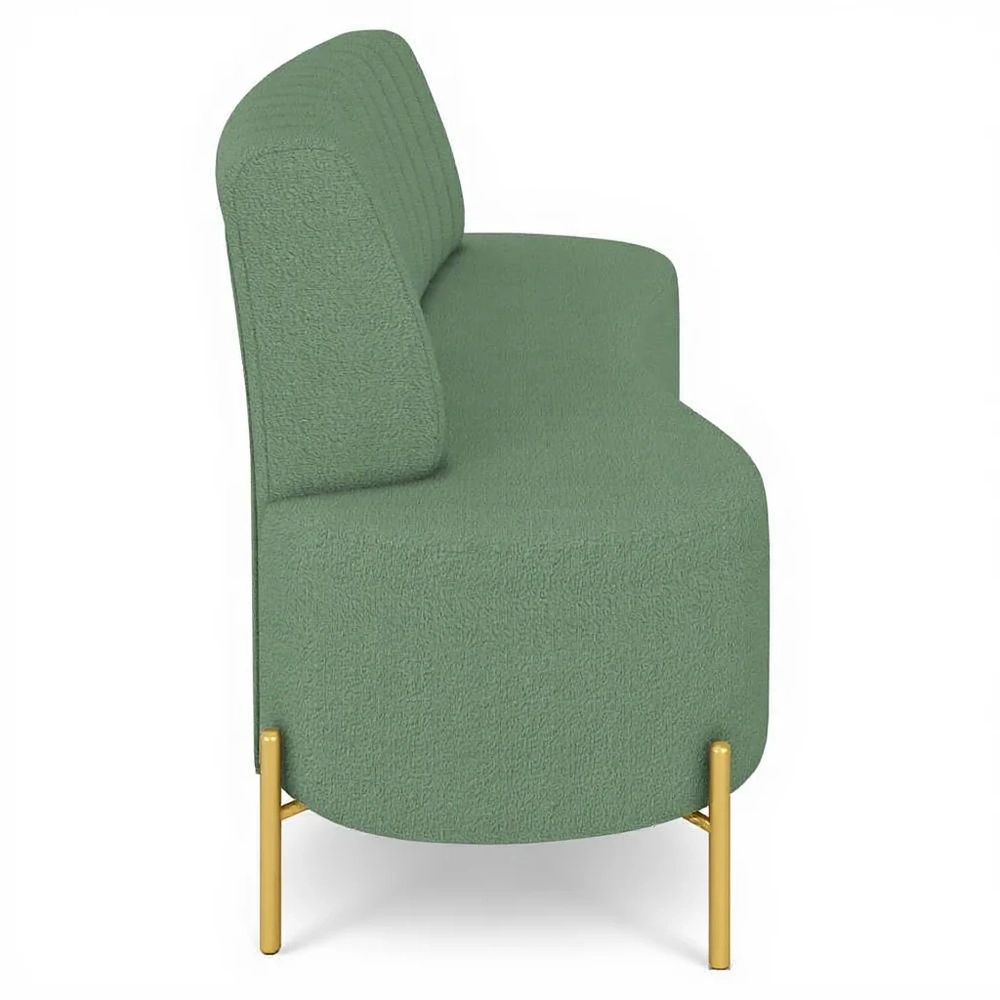 Sofá 2 Lugares 160cm Pés Aço Dourado Tamar Boucle Verde Z08 - Mpozenato
