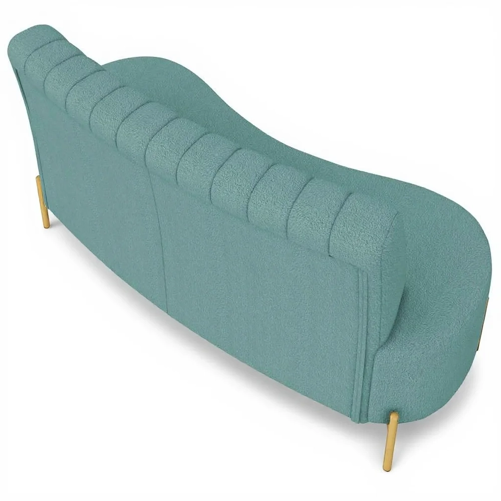 Sofá 2 Lugares 160cm Pés Aço Dourado Tamar Boucle Azul Z08  - Mpozenato