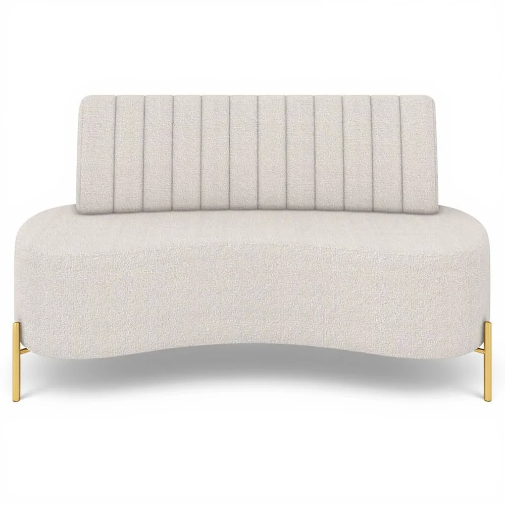 Sofá 2 Lugares 160cm Pés Aço Dourado Tamar Boucle Bege Z08  - Mpozenato