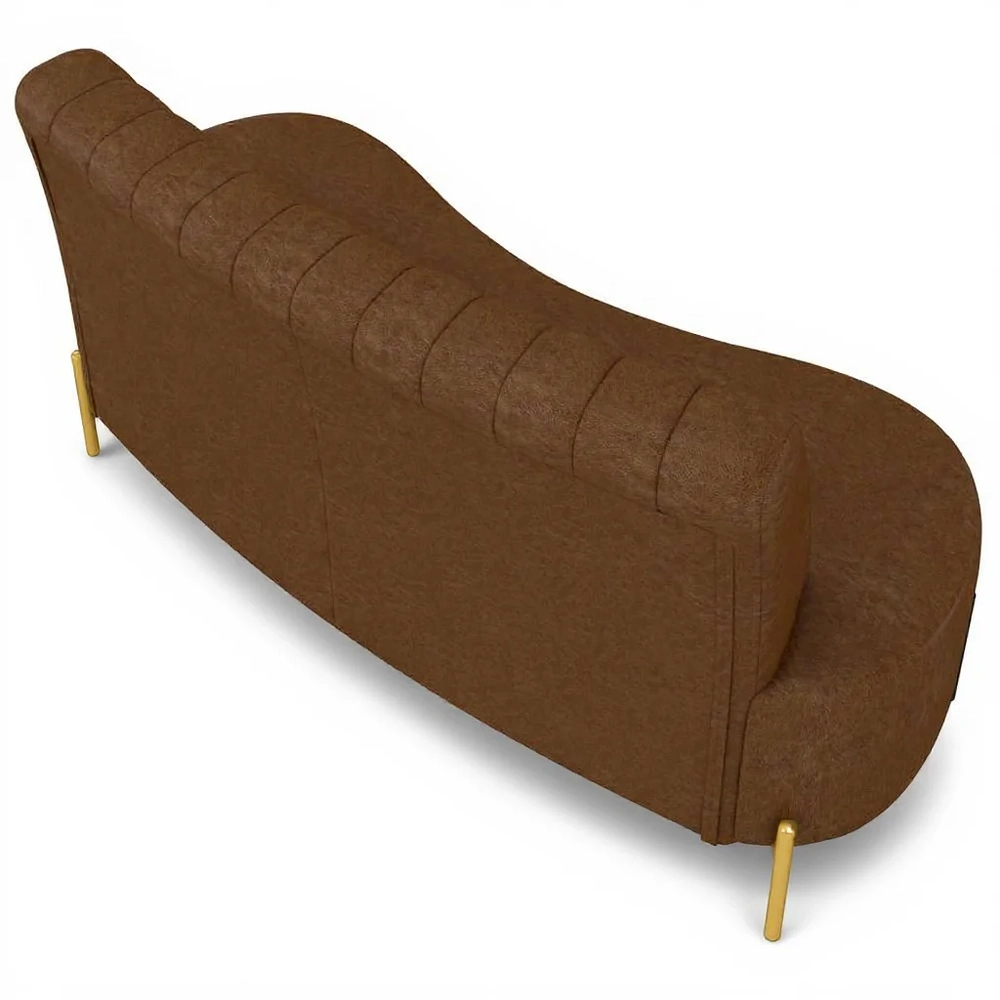 Sofá 2 Lugares 160cm Pés Aço Dourado Tamar Sintético Marrom Z08 - Mpozenato