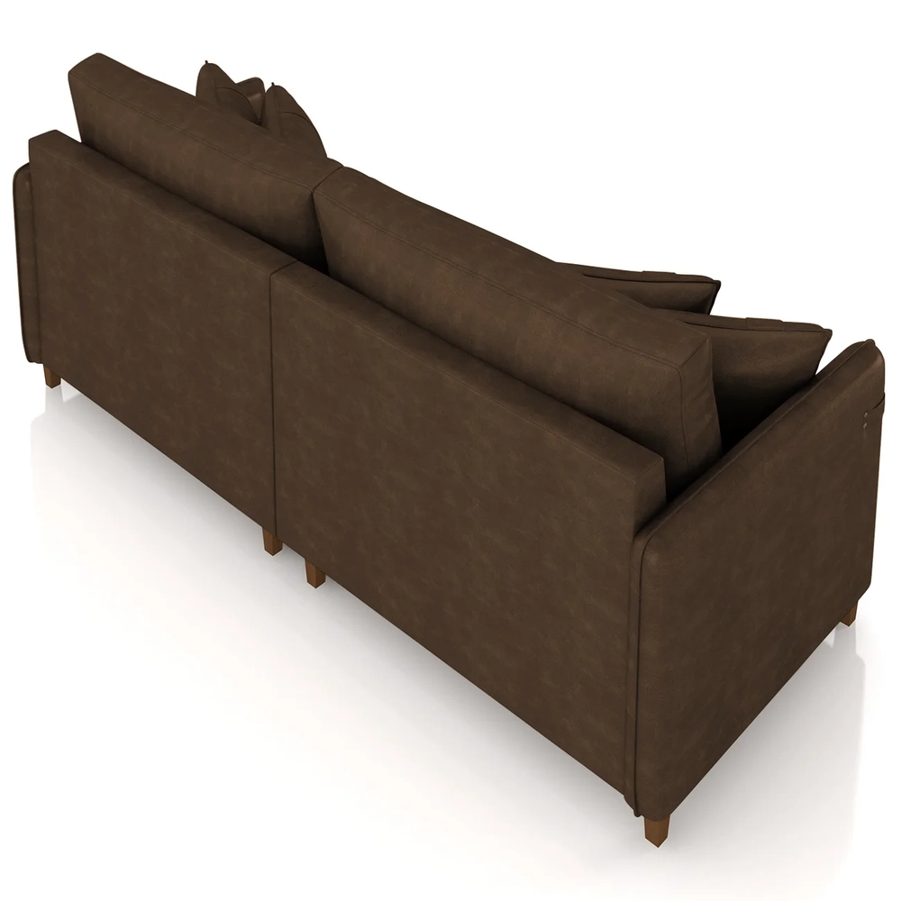 Sofá 2 Lugares Living 172cm Pé Madeira Zoe Sintético Marrom Z08 - Mpozenato