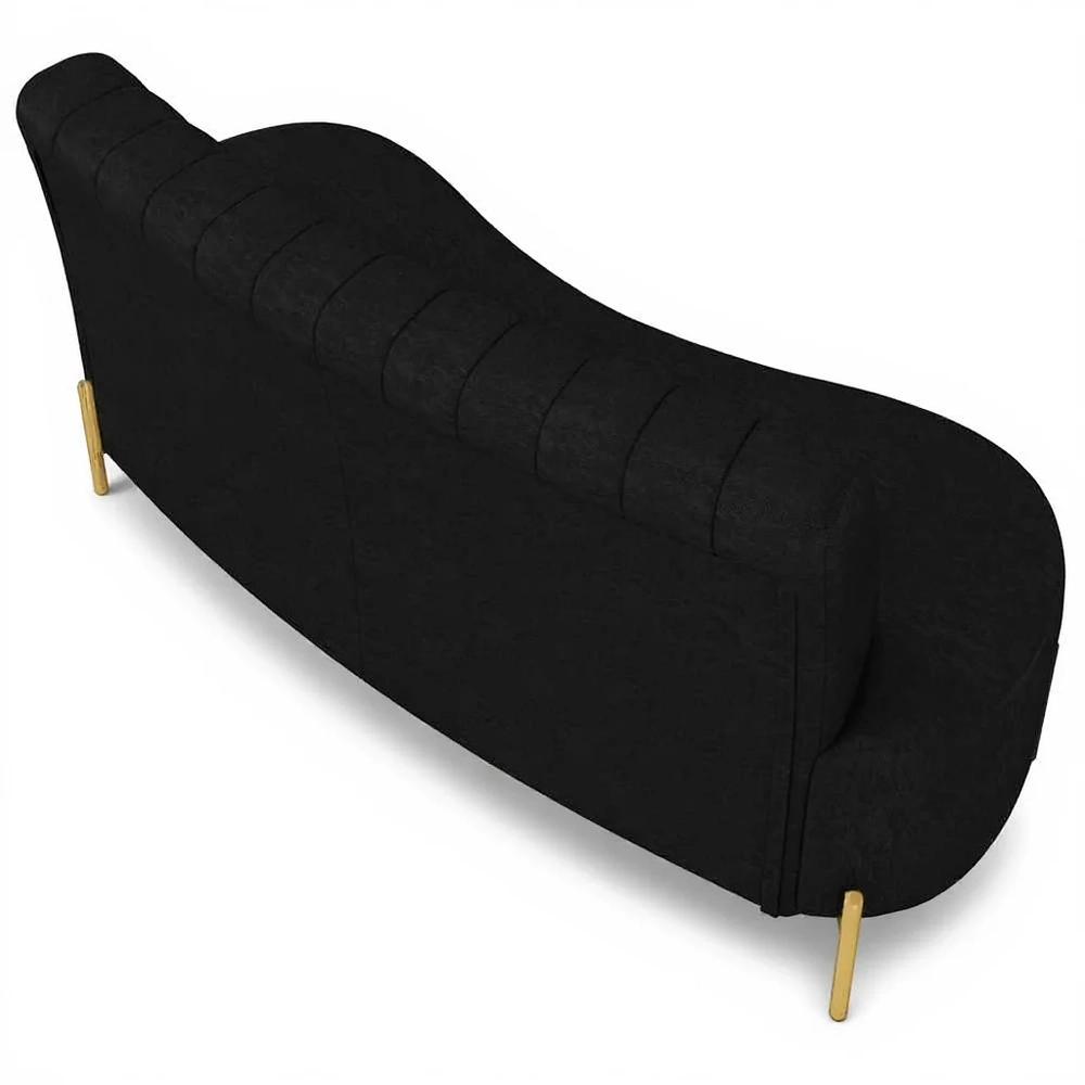 Sofá 2 Lugares 160cm Pés Aço Dourado Tamar Sintético Preto Z08 - Mpozenato