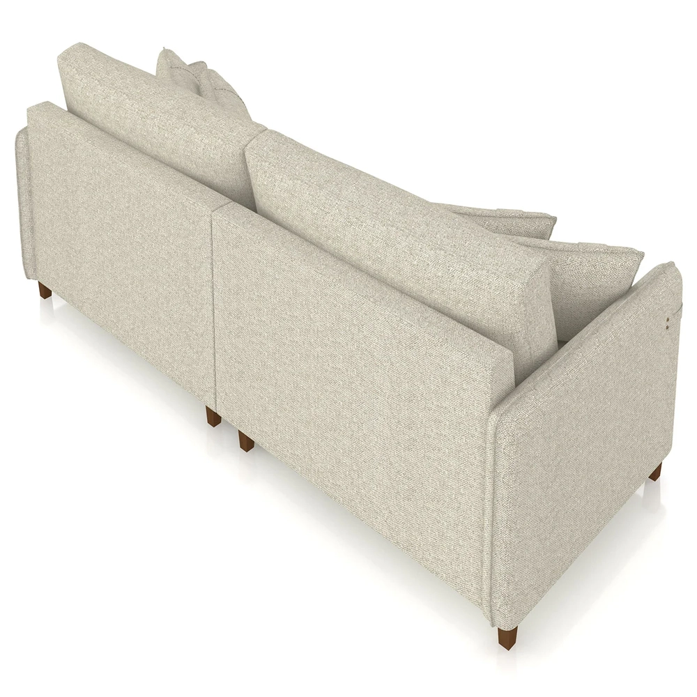 Sofá 2 Lugares Living 172cm Pé Madeira Zoe Linho Cru Z08    - Mpozenato