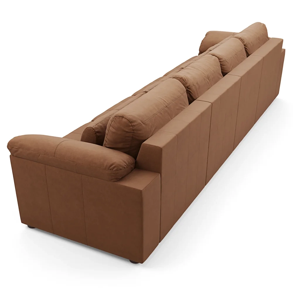 Sofá Retrátil 4 Lugares Para Sala 339cm Dijon Couro Mel S07 - Mpozenato