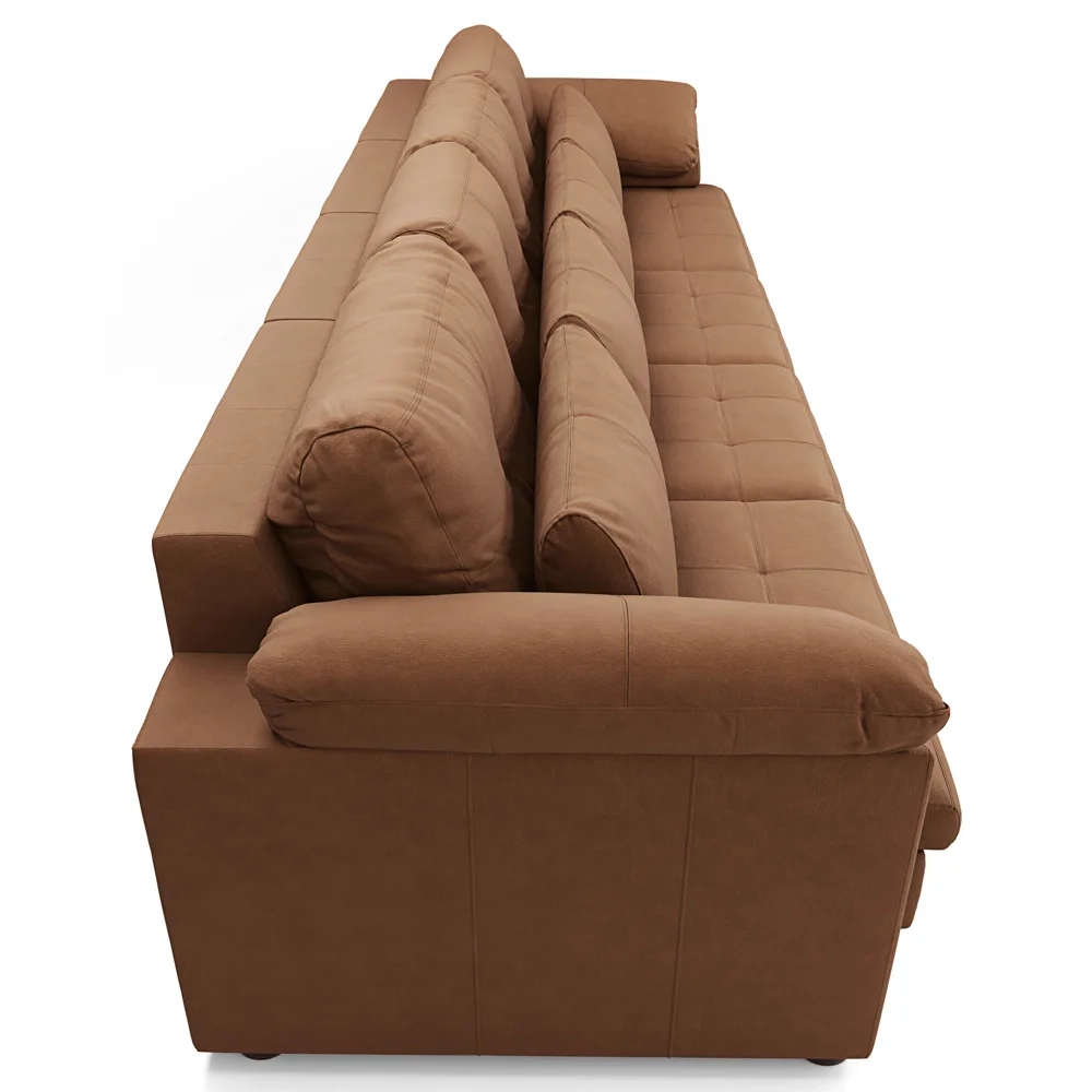 Sofá Retrátil 4 Lugares Para Sala 339cm Dijon Couro Mel S07 - Mpozenato