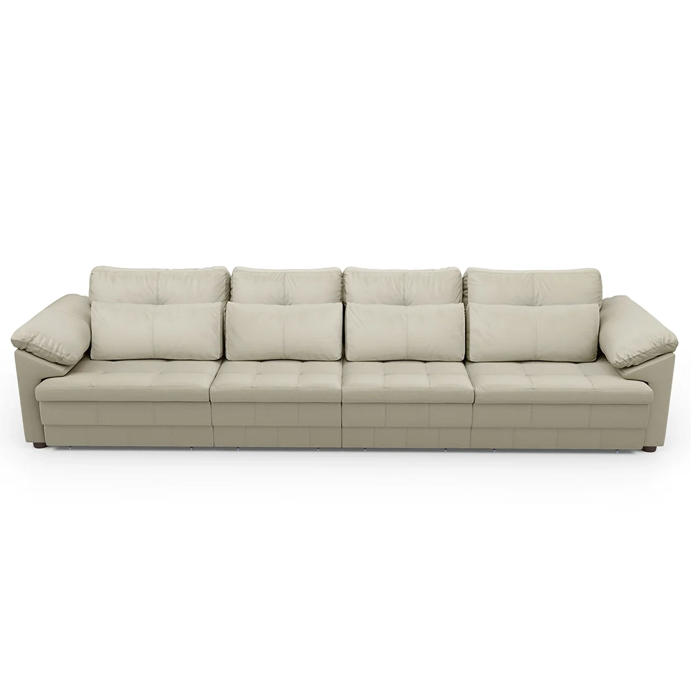 Sofá Retrátil 4 Lugares Para Sala 339cm Dijon Couro Creme S07 - Mpozenato