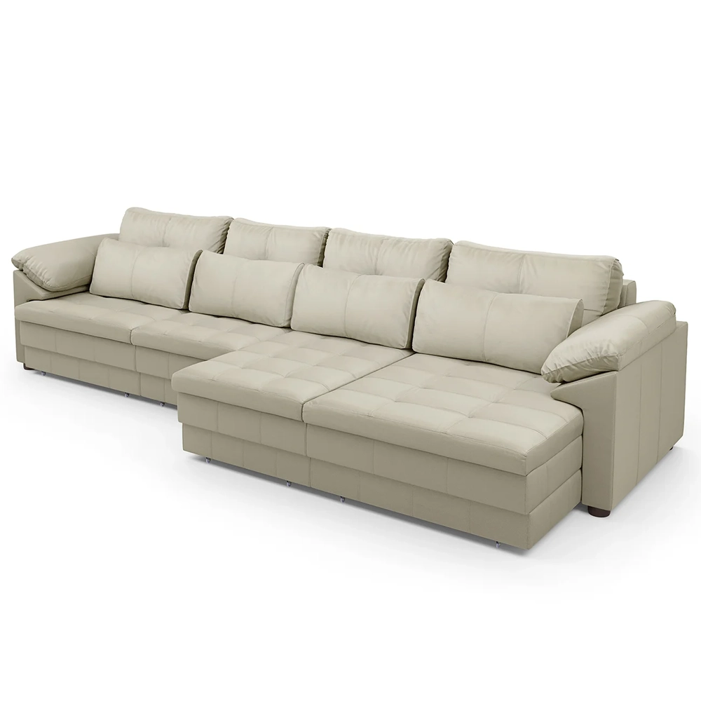Sofá Retrátil 4 Lugares Para Sala 339cm Dijon Couro Creme S07 - Mpozenato