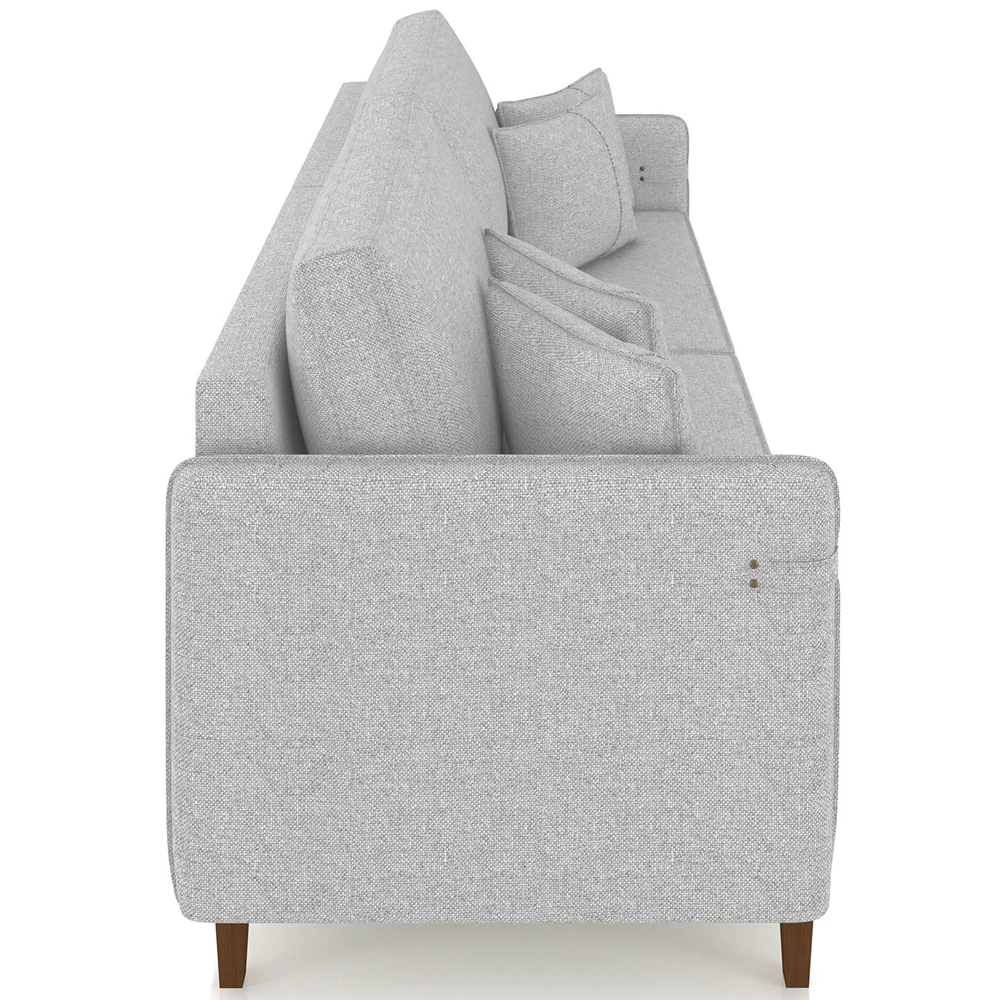 Sofá 3 Lugares Living 192cm Pé Madeira Zoe Linho Cinza Claro Z08 - Mpozenato