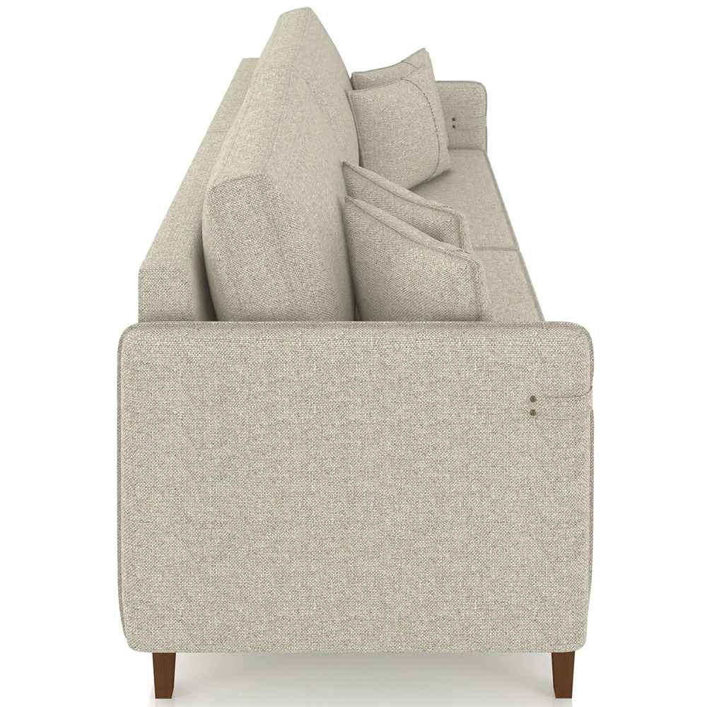 Sofá 3 Lugares Living 192cm Pé Madeira Zoe Linho Cru Z08    - Mpozenato