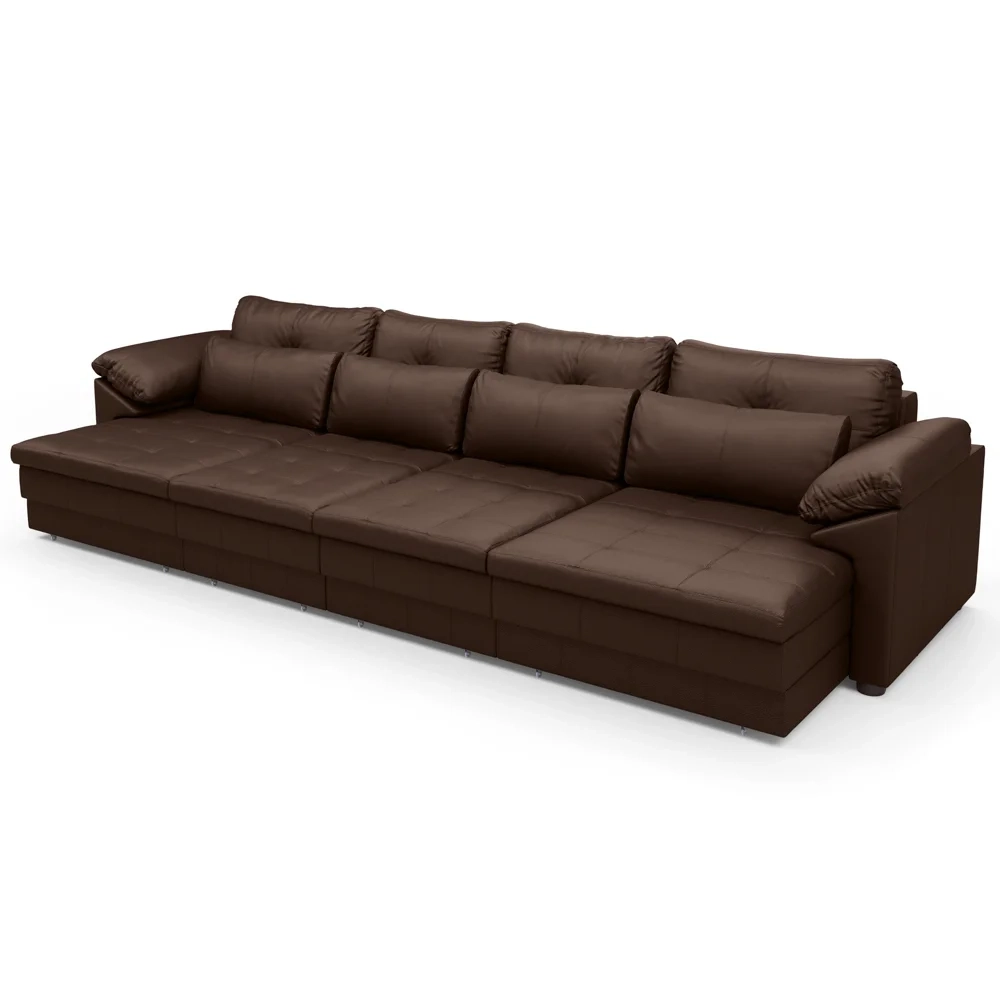 Sofá Retrátil 4 Lugares Para Sala 339cm Dijon Couro Caramelo S07 - Mpozenato