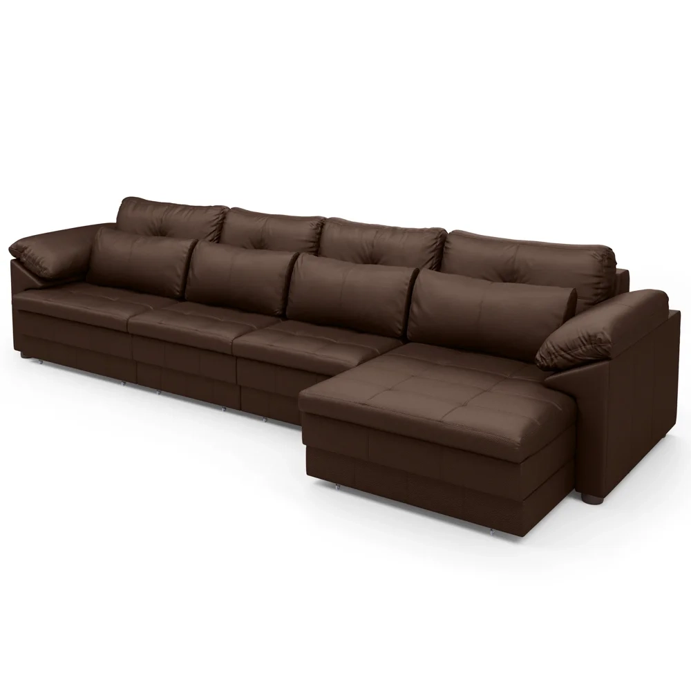 Sofá Retrátil 4 Lugares Para Sala 339cm Dijon Couro Caramelo S07 - Mpozenato